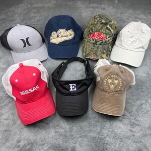Mens Hat Lot 7pc Hurley Six Flags Ole Miss Nissan Savannah Bee NHL Visor Camo